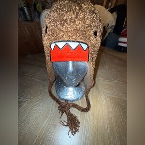 Domo Kun Face Fuzzy Brown Beanie Laplander Trapper Winter Hat Limited Edition